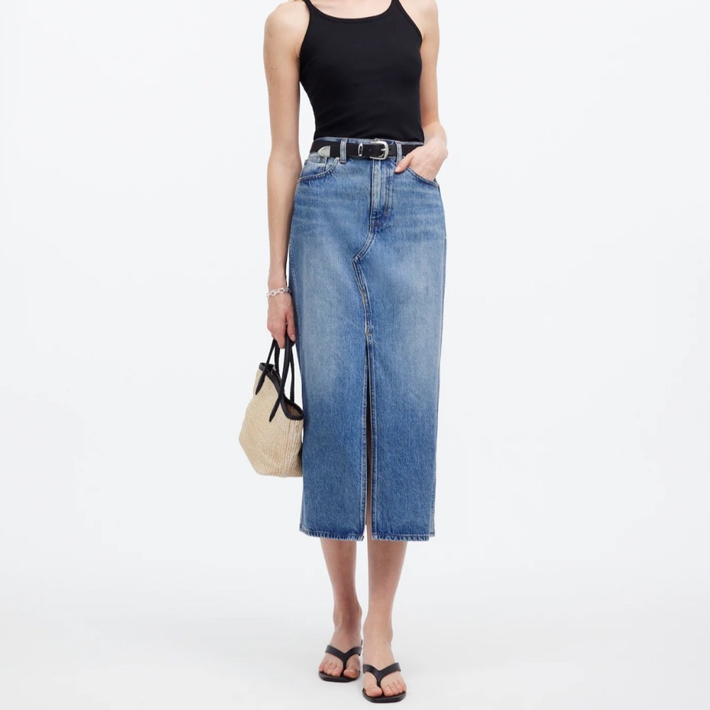 Madewell The Rilee Denim Midi Skirt